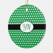 Aangepaste initialen Polka Dot Keramisch Ornament (Links)