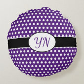 Aangepaste initialen Polka Dot Rond Kussen (Achterkant)