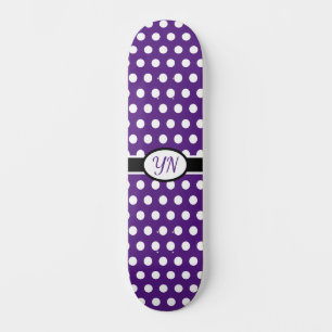 Aangepaste initialen Polka Dot Skateboard