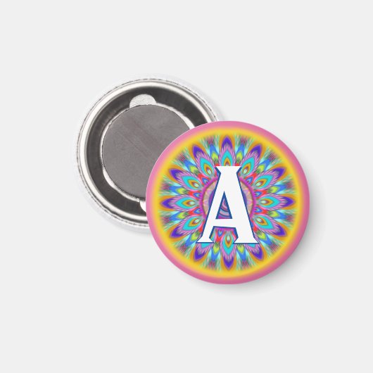 Aangepaste initialen psychedelische koelkastmagnee magneet (Voorkant / Achterkant)