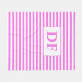 Aangepaste Initialen Roze/Witte Strepen Fleece Dek (Voorkant (Horizontaal))