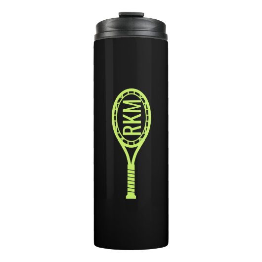Aangepaste Initialen Tennis Racket Monogram Thermosbeker (Voorkant)