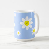 Aangepaste Initialen voor Cute Light Blue en White Koffiemok (Voorkant rechts)