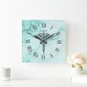 Aangepaste Initialen voor het symbool Medische kad Vierkante Klok (Huis)