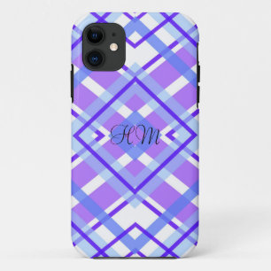 Aangepaste Initialen voor Paarse speldenmonogram iPhone 11 Hoesje