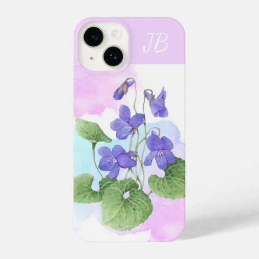 Aangepaste Initialen Wilde Violet Garden flower Ar iPhone Hoesje (Achterkant)