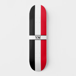 Aangepaste Initialen Zwart, Wit & Rood Skateboard