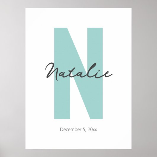 Aangepaste initiële Baby Naam en geboortedatum Mod Poster (Voorkant)