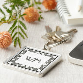 Aangepaste initiële elegante moderne zwarte Art De Sleutelhanger (Zijkant)