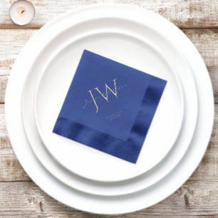 Aangepaste initiële letters Blauw Zilver Verjaarda Folie Servetten