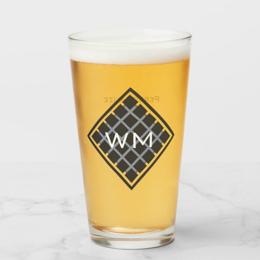 Aangepaste initiële moderne elegante mannelijke ch glas (Voorkant gevuld)