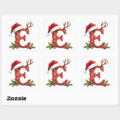 Aangepaste initiële monogram E gewei Kerstmannen-s Vierkante Sticker (Vel)