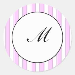 Aangepaste initiële roze gestreepte sticker