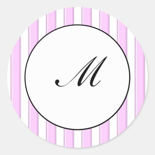 Aangepaste initiële roze gestreepte sticker (Voorkant)