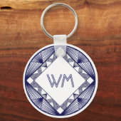 Aangepaste initiëlen Elegante mannelijke marinebla Sleutelhanger (Voorkant)