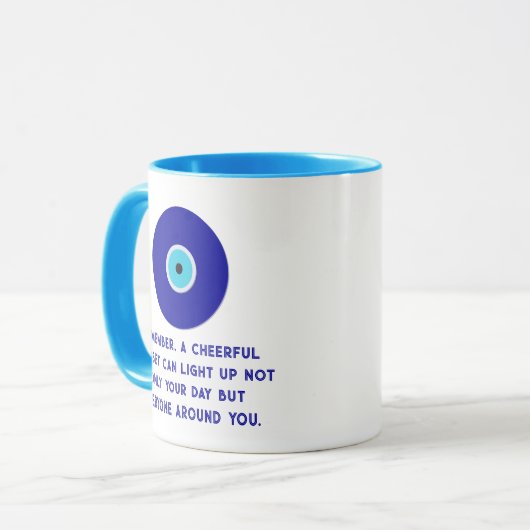 Aangepaste Inspirerend Blue Evil Eye Positieve Ene Mok (Voorkant links)