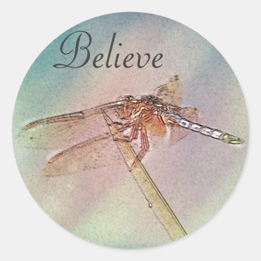 Aangepaste Inspirerend Dragonfly Pastel Ronde Sticker (Voorkant)