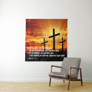 Aangepaste Inspirerende Bijbelvers Kruis Zonsonder Wandkleed