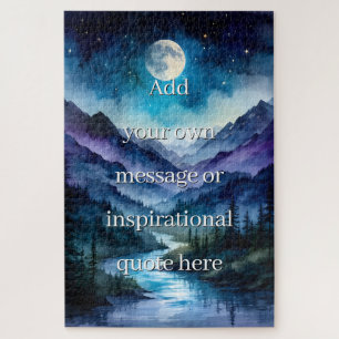 Aangepaste Inspirerende Citaat Maanverlichte Bergm Legpuzzel