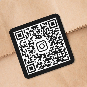 Aangepaste Instagram QR-code Zwart Vierkante Sticker