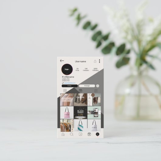 Aangepaste Instagram Visitekaartjes QRCode Sjabloo (Staand voorkant)