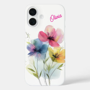 Aangepaste iPhone 16 Telefoonhoes Waterverf Floral Hoesje