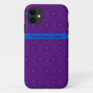 Aangepaste iPhone 5 Hoesje-Mate Paars, blauw patro 11 Hoesje