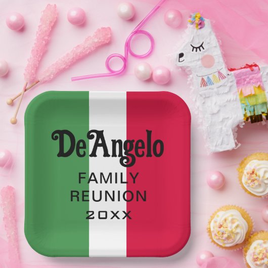 Aangepaste Italiaanse achternaam Reunion Papieren Bordje (Feest)