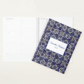 Aangepaste Italiaanse Azulejo Blue White Geometric Planner (Display)