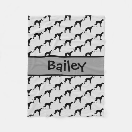 Aangepaste Italiaanse Greyhound Dog Silhouette Fleece Deken (Voorkant)