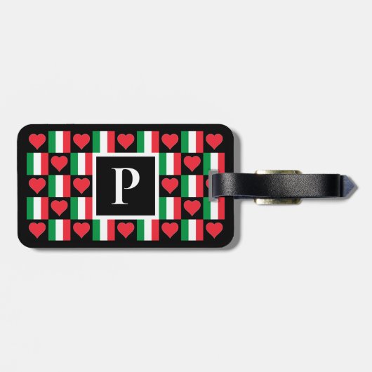 Aangepaste Italiaanse vlag Aangepaste brief Italië Bagagelabel (Achterkant horizontaal)