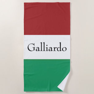 Aangepaste Italiaanse vlag kleuren achternaam naam Strandlaken