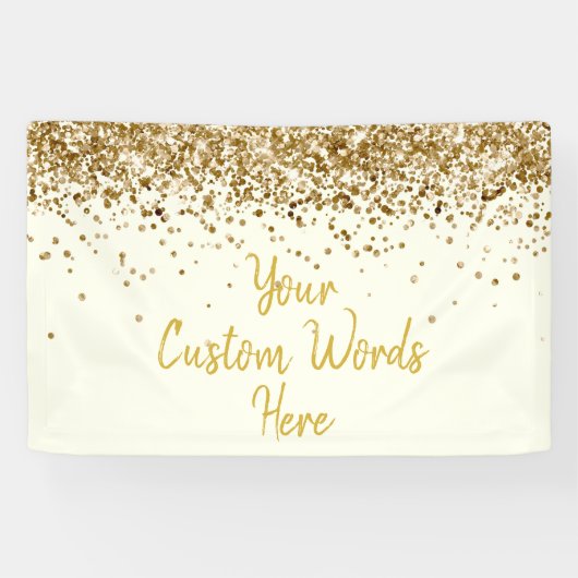Aangepaste ivoor gouden verjaardagsfeestje fotohok spandoek (Horizontaal)
