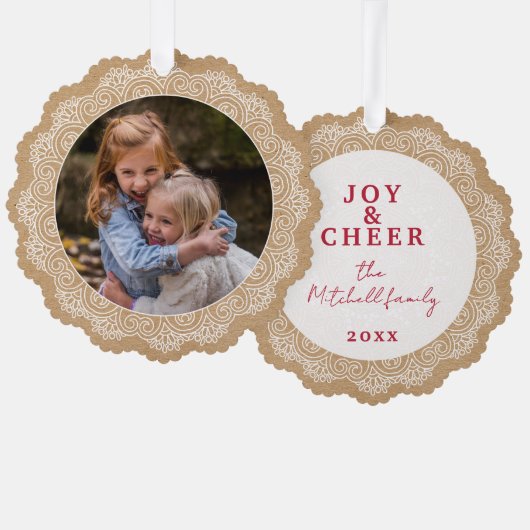 Aangepaste Ivoor Wit Mandala krans Ornament Kaart (Voorkant / Achterkant)