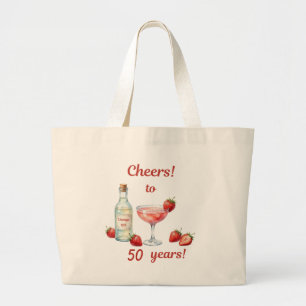 Aangepaste jaar en leeftijd Strawberry Cheers bood Grote Tote Bag