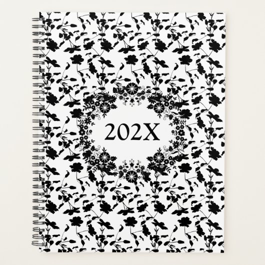Aangepaste Jaarlijkse Zwarte En Witte Datum Planner (Voorkant)