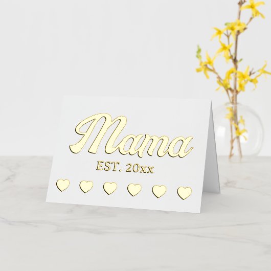 Aangepaste jaarstekst mama folie wenskaart (Gele Bloem)