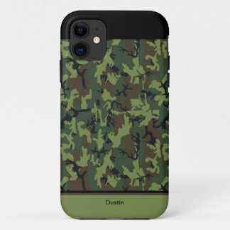 Aangepaste jachtcamouflage groen zwart & bruin iPhone 11 hoesje