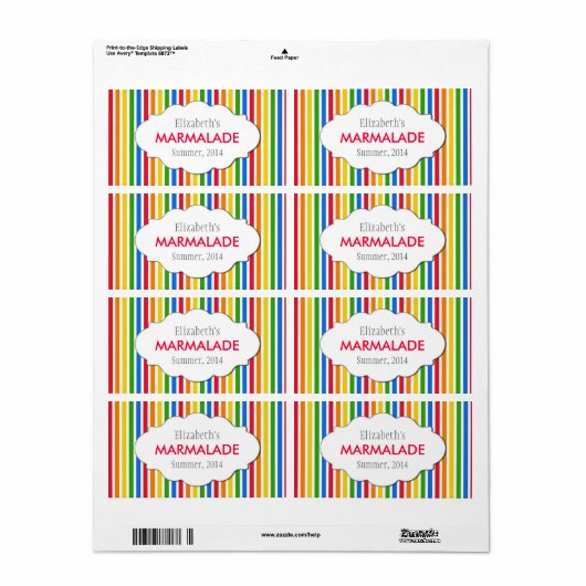 Aangepaste jam, saus, inblikken of productetikette etiket (Full Sheet)