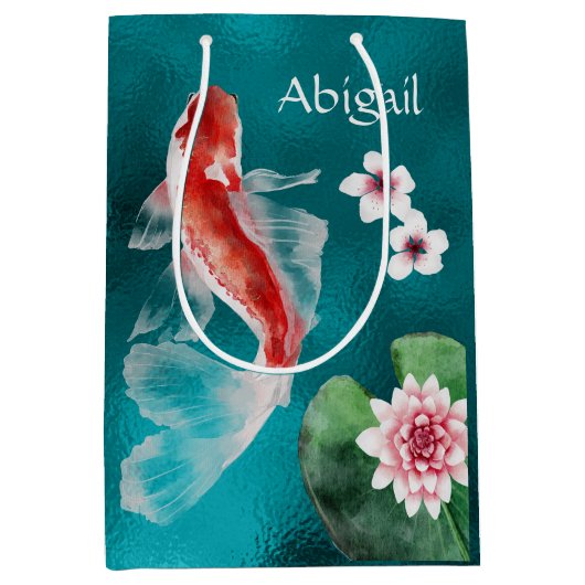 Aangepaste Japanse Koi Fish, Cherry Blossom Medium Cadeauzakje (Voorkant)