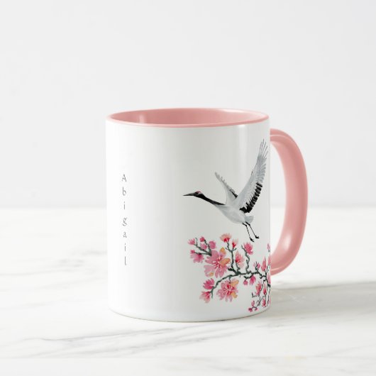 Aangepaste Japanse kraan en Cherry Blossom Mok (Voorkant rechts)