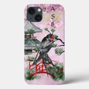 Aangepaste Japanse slik, tempel, bloesem iPhone 13 Hoesje