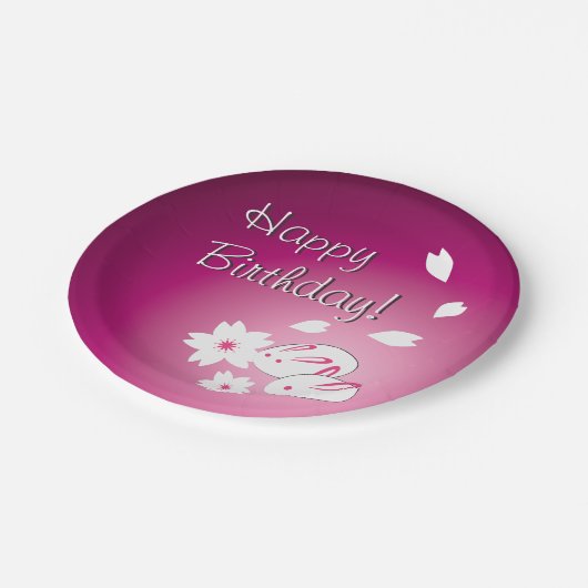 Aangepaste Japanse sneeuwkonijnen en Sakura Birthd Papieren Bordje (Gekanteld)