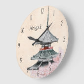 Aangepaste Japanse tempelCherry Blossom Japan Grote Klok (Hoek)