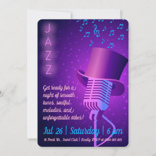 Aangepaste Jazz Club Uitnodiging met Retro Microfo