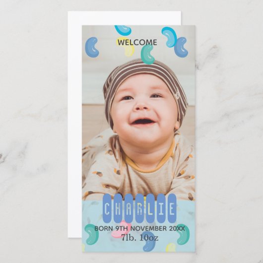 Aangepaste Jelly Beans Baby Fotoaankondiging Aankondiging (Voorkant / Achterkant)