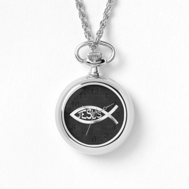 Aangepaste Jezus Christelijke vis Horloge (Voorkant)