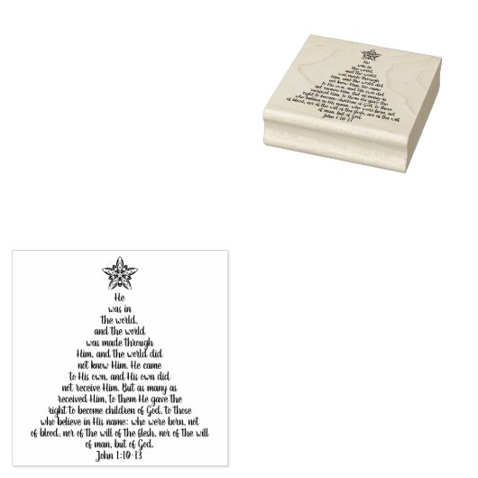 Aangepaste John 1:10-13 Kerstboom Rubber Stamp Rubberstempel (Gestempeld)
