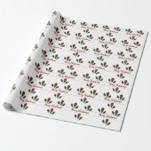 Aangepaste Jolly Abstract Red Roses & Holly Holida Cadeaupapier (Uitgerold)