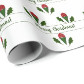 Aangepaste Jolly Abstract Red Roses, Holly Holiday Cadeaupapier (Rol Hoek)